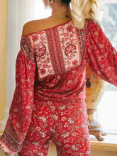 Load image into Gallery viewer, Boho Blouse, Vintage Blouse,Floral Print Tops

