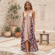 Load image into Gallery viewer, Wild Floral ,Open Back,Strapless Boho Dress
