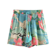 Load image into Gallery viewer, Crane Floral Print ,Bohemian Short  ,Summer Boho Shorts
