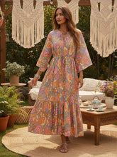 Load image into Gallery viewer, Yellow Floral Print ,Bohemian Maxi Dresses ,Boho Dress

