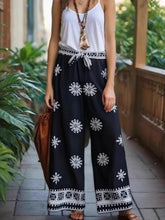 Load image into Gallery viewer, Purple Floral , Wide Leg Pants with Pockets ,Vacation Boho Pant
