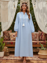 Load image into Gallery viewer, Retro Floral Emberoidered ,Lantern Sleeve Maxi Dress, Boho Dress
