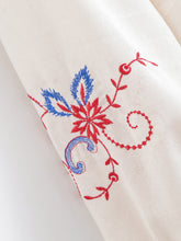 Load image into Gallery viewer, Wild Floral Embroidery ,Linen Cotton Shirts, Lace-up Tassel Boho Blusas
