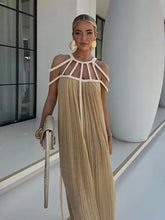 Load image into Gallery viewer, Linen Cotton ,Sexy Knitted Backless, Beach Boho Dress
