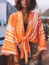 Load image into Gallery viewer, Bohemian Kimono, Boho Bikini Cover-ups,Black Floral Print
