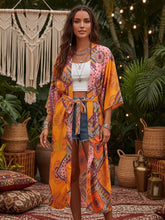 Load image into Gallery viewer, Floral Print Kimono,Bohemian Cover-up,Boho Maxi Robe
