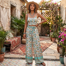 Load image into Gallery viewer, Boho Sets, Green Floral Print ,Pants and Tops

