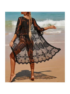 Lace Mesh Crochet ,Beach Boho Kimono,Bikini Cover-ups