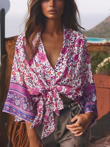Bohemian Kimono, Boho Bikini Cover-ups,Pink Floral Print