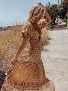 Boho Crop Tops ,Yellow Bow Tie