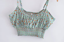 Load image into Gallery viewer, Green Floral Two Piece Outfits,Rayon Cotton Boho Sets
