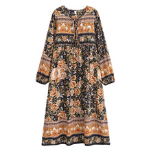 Load image into Gallery viewer, Boho Dress, Bohemian Maxi Dress,Multi Floral print
