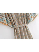 Load image into Gallery viewer, Floral Bohemian Kimono ,Boho Robe ,Bikini Cover-ups
