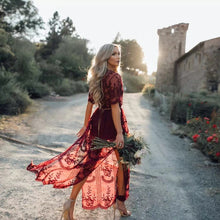 Load image into Gallery viewer, Red Lace ,Wedding Dress , Boho Dress
