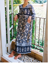 Load image into Gallery viewer, Grey Floral Print,Bohemian Maxi Dress,Boho Dress
