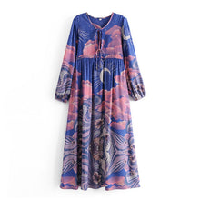Load image into Gallery viewer, Star and Moon Print,Boho Maxi Dress,Beach Bohemian Dress
