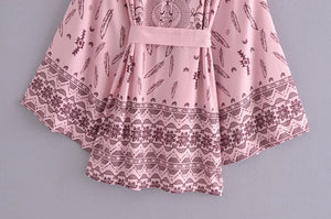 Pink Floral Print ,bohemian Robe,Boho Kimono