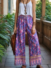 Load image into Gallery viewer, Purple Floral Print ,Bohemian Wide Leg Pants,Loose Boho Pant

