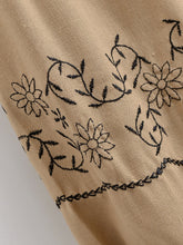 Load image into Gallery viewer, Retro Floral Embroidered, Linen Cotton Blouse ,Lace-up Boho Shirt

