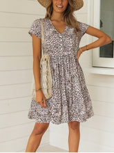 Load image into Gallery viewer, Leopard Floral Print  ,Bohemian Mini Dress,Boho Dresses
