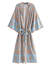 Load image into Gallery viewer, Multi Floral Bohemian Kimono ,Boho Maxi Robe
