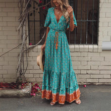 Load image into Gallery viewer, Bohemian Maxi Dress, Boho Dress,Multi Floral Print
