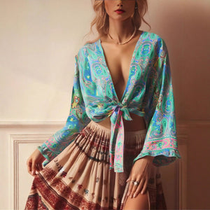 Wild Floral Print ,Short Kimono ,Bikini Cover-ups