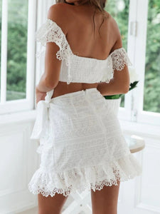 Bohemian Sets,mini Skirts and Tops,White Lace