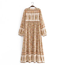 Load image into Gallery viewer, Grey Floral Print,Bohemian Maxi Dress,Boho Dress

