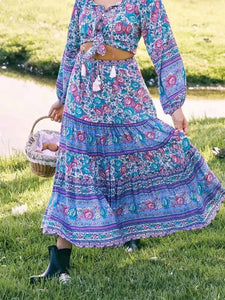 Floral Print ,Bohemian Skirt,Boho Maxi Skirt