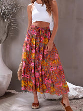 Load image into Gallery viewer, Boho Skirt, Maxi Skirt, Red Wild Flower
