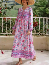 Load image into Gallery viewer, Pink Floral Print ,Beach Bohemian Maxi Dresses ,Boho Dress
