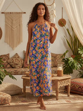 Load image into Gallery viewer, Floral Print, Backless Sexy Maxi Dress,Boho Dress with Pockets
