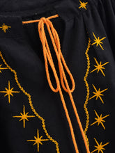 Load image into Gallery viewer, Star Moon Embroidery, Linen Cotton Blouse,Lace-up Tassel Boho Shirts
