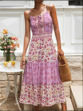 Load image into Gallery viewer, Pink floral print,Boho sundress,Boho maxi dress
