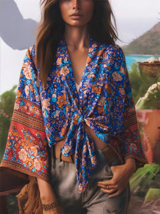 Bohemian Kimono, Boho Bikini Cover-ups,Yellow Floral