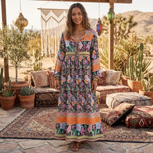 Load image into Gallery viewer, Wild Flower ,Beach Bohemian Maxi Dress, Boho Dress
