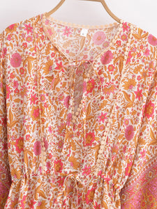 Pink Floral,Maxi Dress, Boho Dress Kaftan