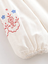 Load image into Gallery viewer, Retro Floral Emberoidery ,Lantern Sleeve Maxi Dress, Boho Dress
