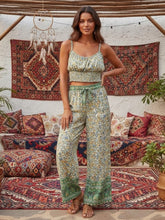 Load image into Gallery viewer, Boho Sets,Long Pants and Tops,Green Floral Print

