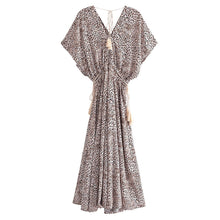 Load image into Gallery viewer, Leopard Floral Print ,Maxi Dress, Beach Boho Dress

