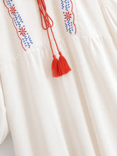 Load image into Gallery viewer, Retro Floral Emberoidery ,Lantern Sleeve Maxi Dress, Boho Dress

