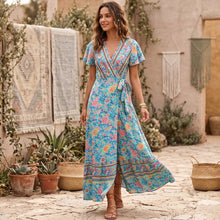 Load image into Gallery viewer, Floral Print ,Bohemian Maxi Dress,Boho Wrap Dress

