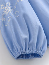 Load image into Gallery viewer, Wild Floral Embroidery ,Linen Cotton Shirts, Lace-up Tassel Boho Blusas
