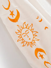 Load image into Gallery viewer, Star Moon Embroidery, Linen Cotton Blouse,Lace-up Tassel Boho Shirts
