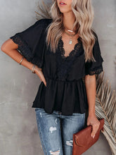 Load image into Gallery viewer, Solid Lace,Boho Blouse , Bohemian Shirts
