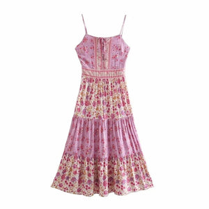 Pink floral print,Boho sundress,Boho maxi dress