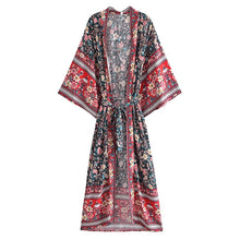 Load image into Gallery viewer, Bohemian Kimono Maxi Robe ,Boho Cover-ups
