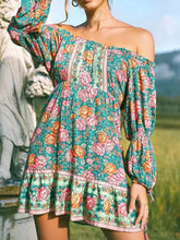 Load image into Gallery viewer, Floral Print ,Bohemian Mini Dress, Boho Sundress
