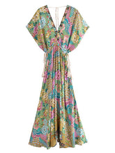 Load image into Gallery viewer, Boho Maxi Dresses, Bohemian Dress, Peacock Floral
